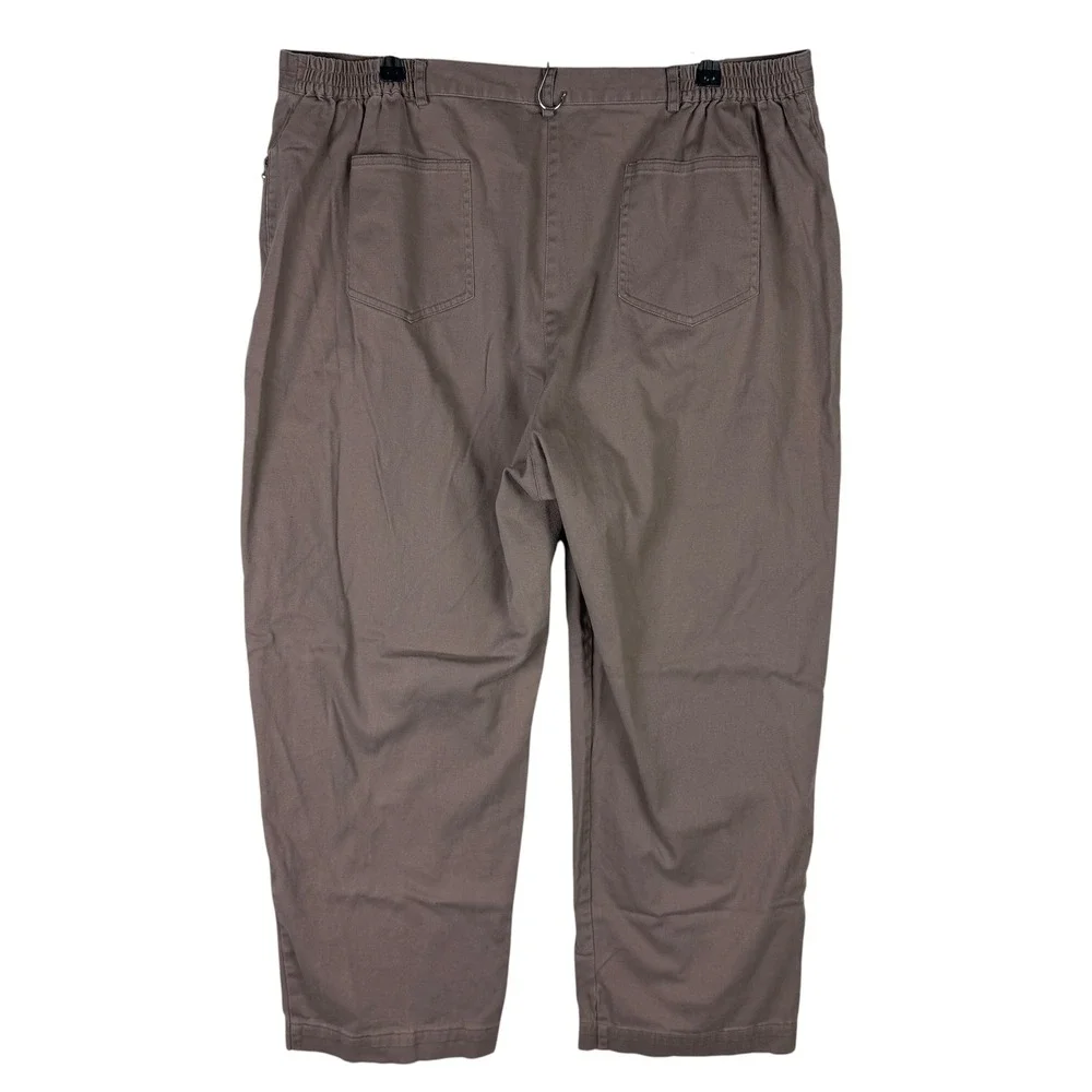 Ruby Rd Woman's 20W Taupe Brown Embellished Straight Leg Crop Pants Elastic Back - Picture 4 of 8